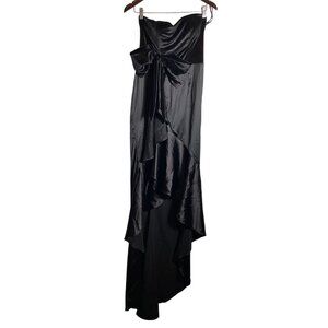 Black Strapless High-Low Dress With Bow Detail Size M prom wedding party NWOT